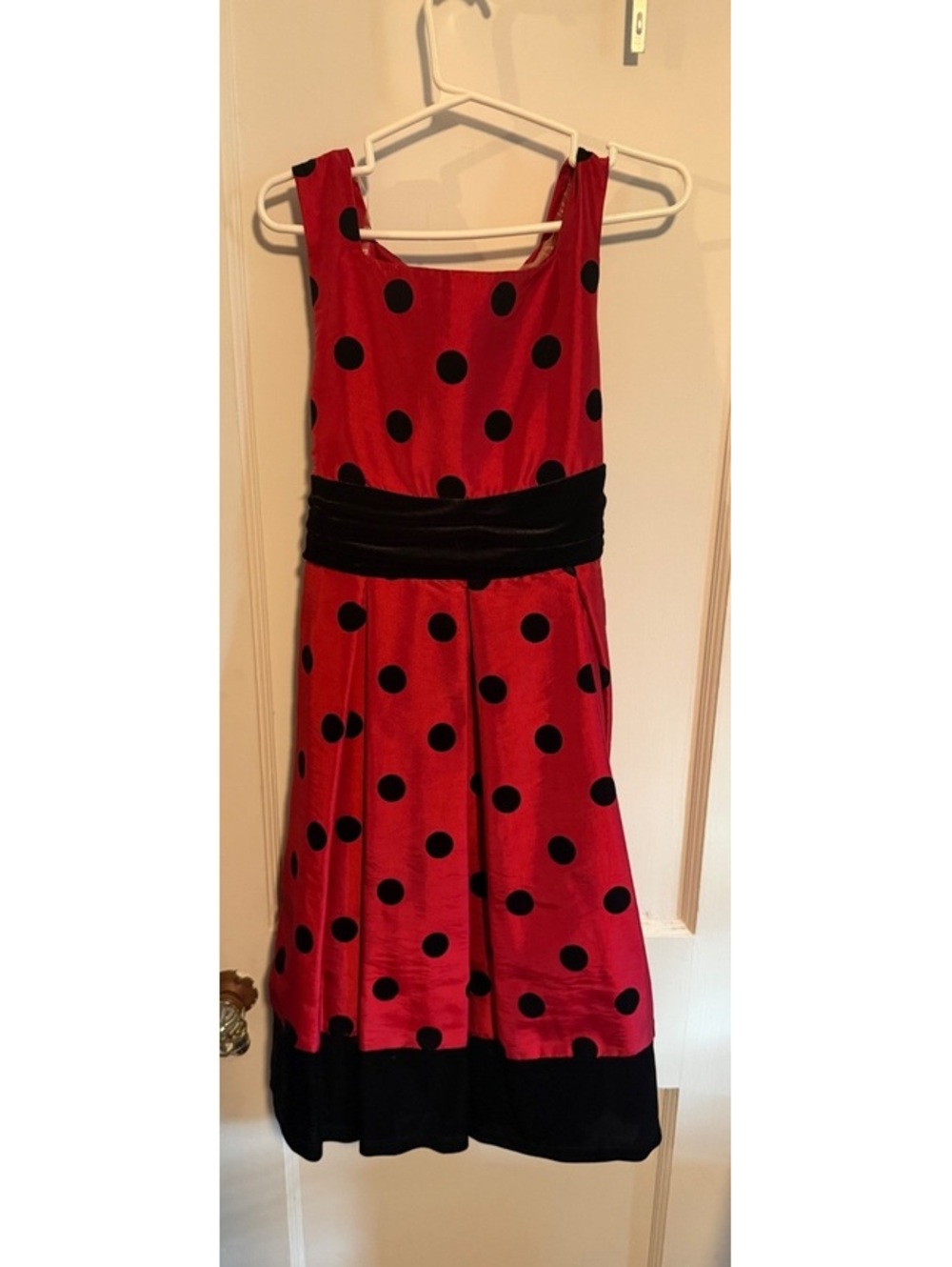 Emily West Girls' Red and Black Polka Dot Dress Size 10